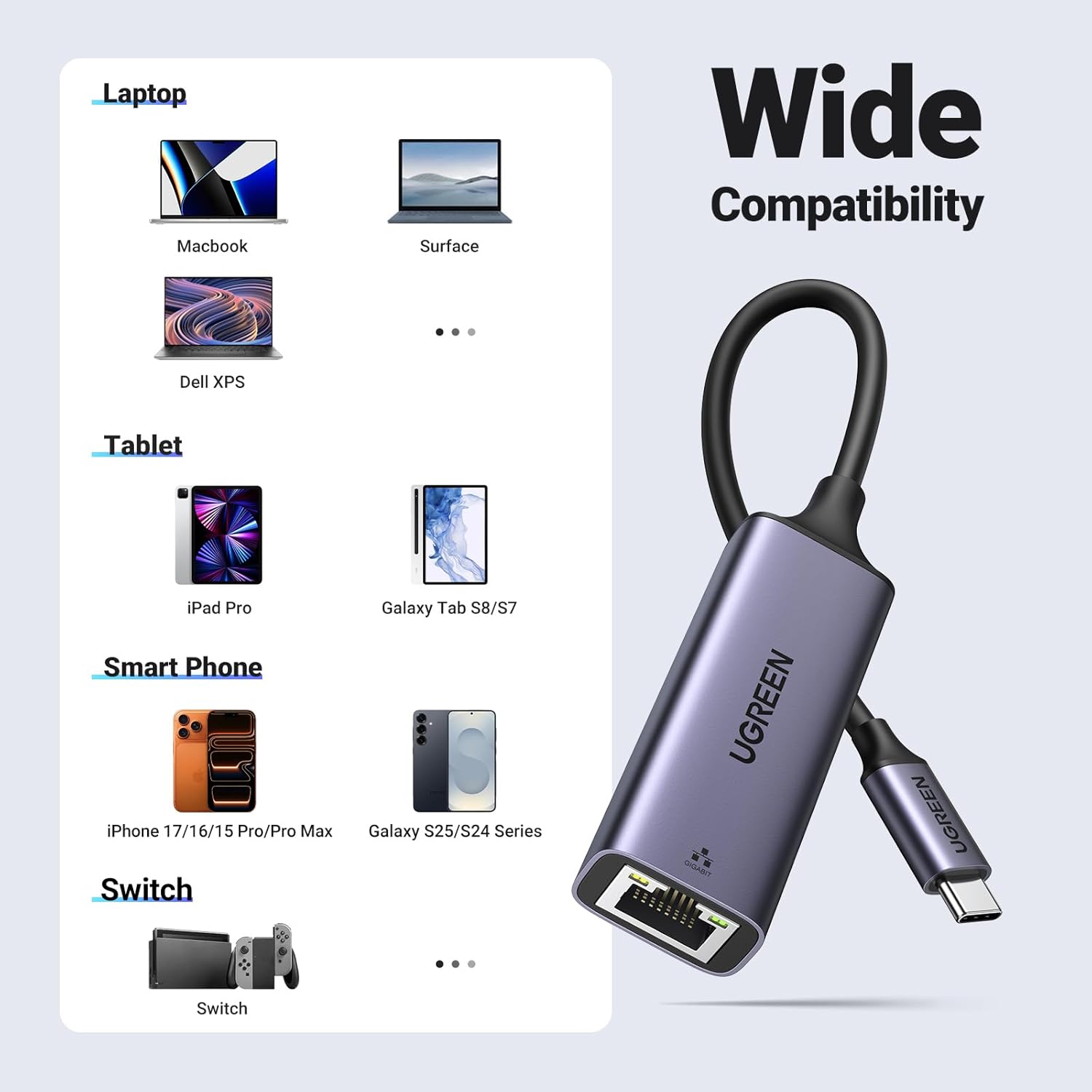 Adaptador UGREEN USB-C a Ethernet Gigabit RJ45 - Image 6