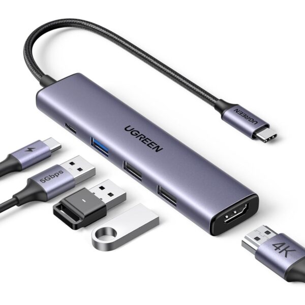 Hub USB-C UGREEN 5 en 1 con HDMI 4K y Carga 100W