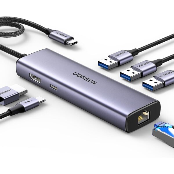 Hub USB-C UGREEN Revodok 6 en 1 con Ethernet Gigabit