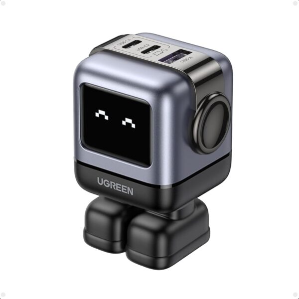 Cargador UGREEN Uno USB-C 65W GaN de 3 Puertos con Pantalla LED