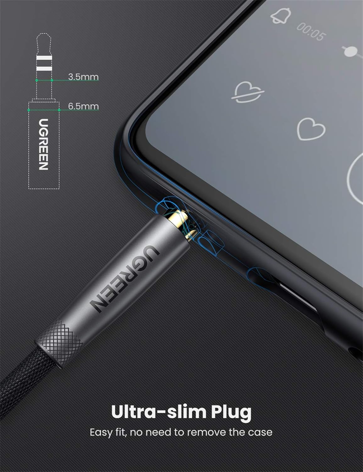 Cable AUX UGREEN 3.5 mm Macho a Macho de 1 Metro - Image 3