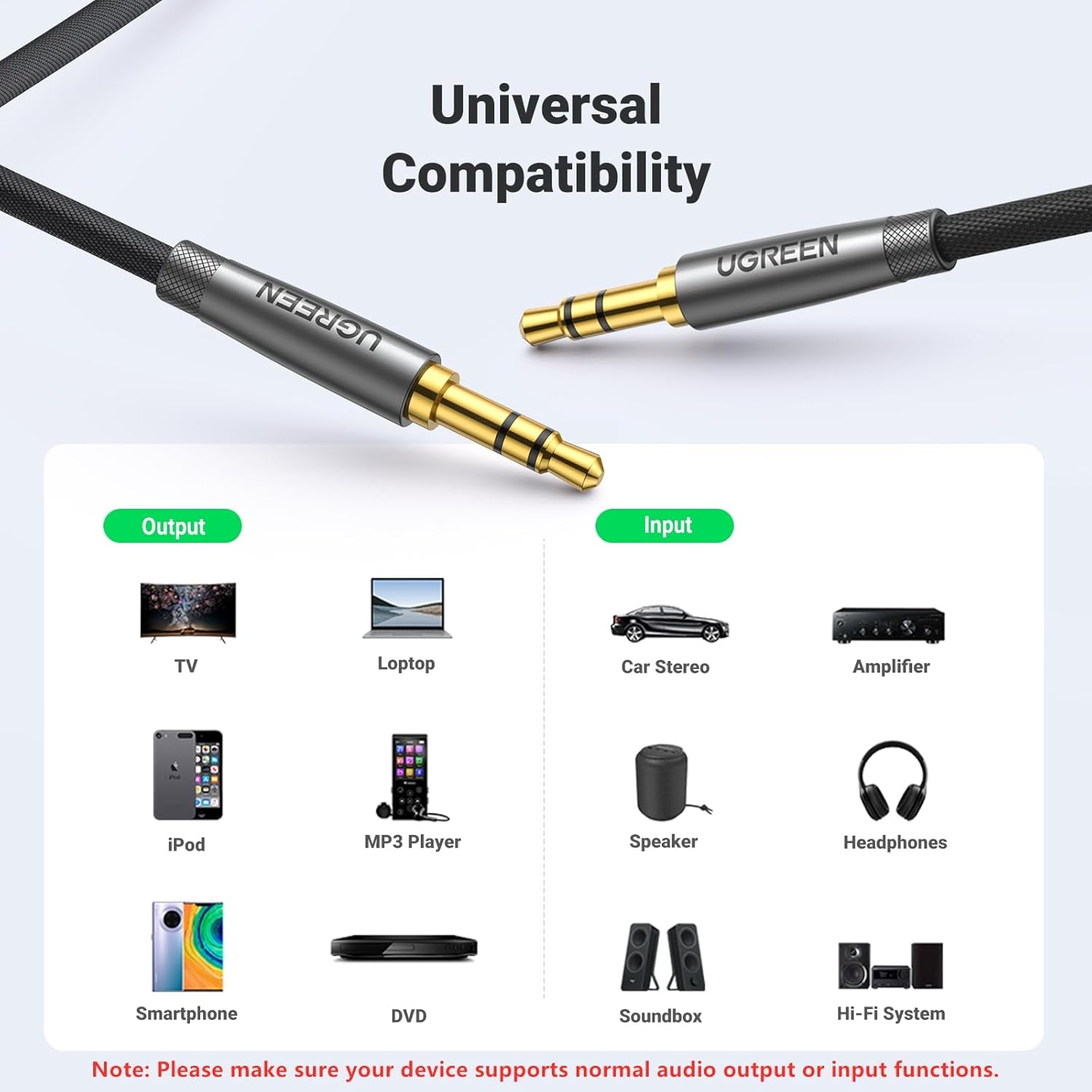 Cable AUX UGREEN 3.5 mm Macho a Macho de 1 Metro - Image 4