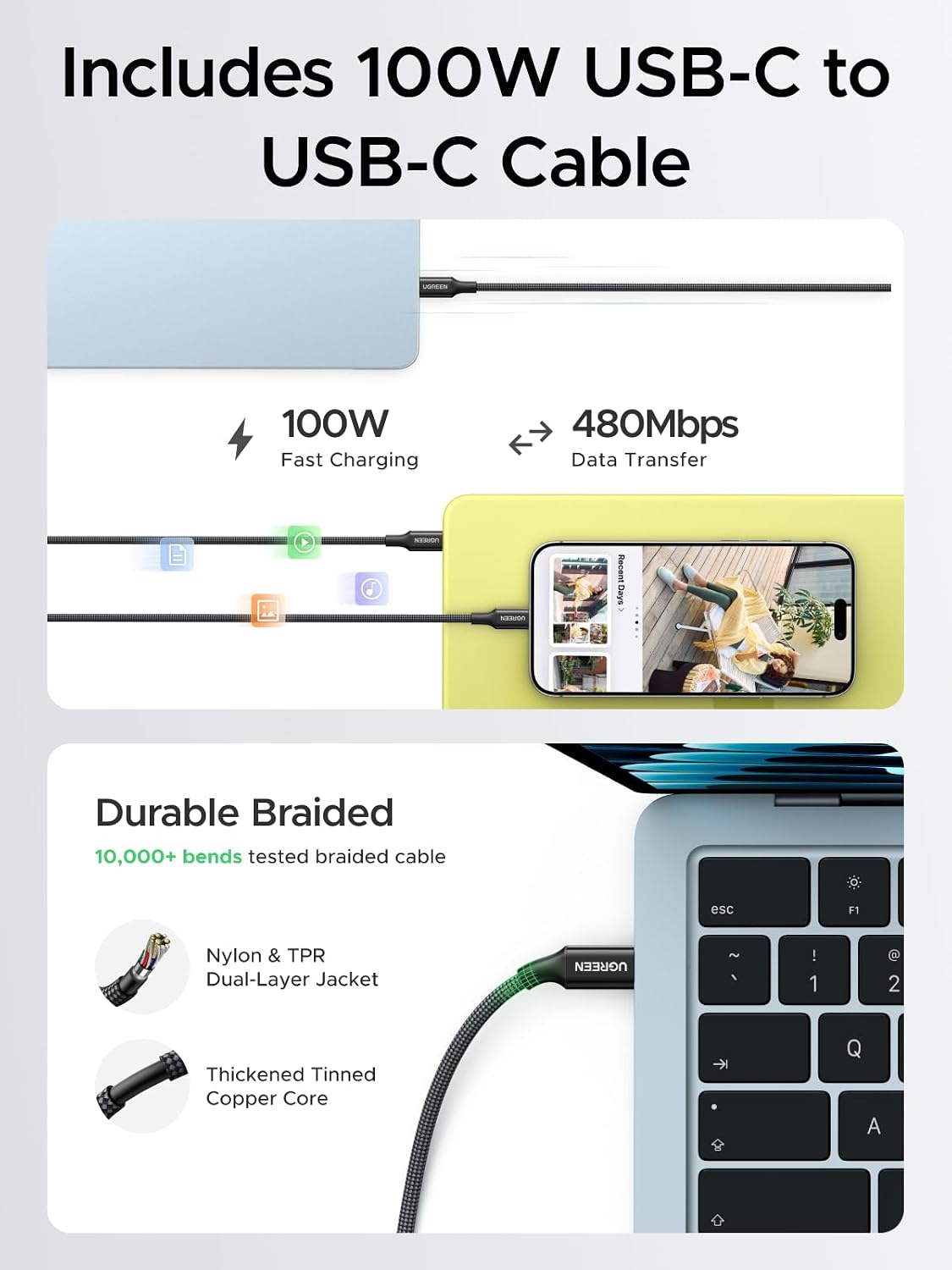 Cargador UGREEN Nexode Air GaN de 65W USB-C Plegable - Image 3
