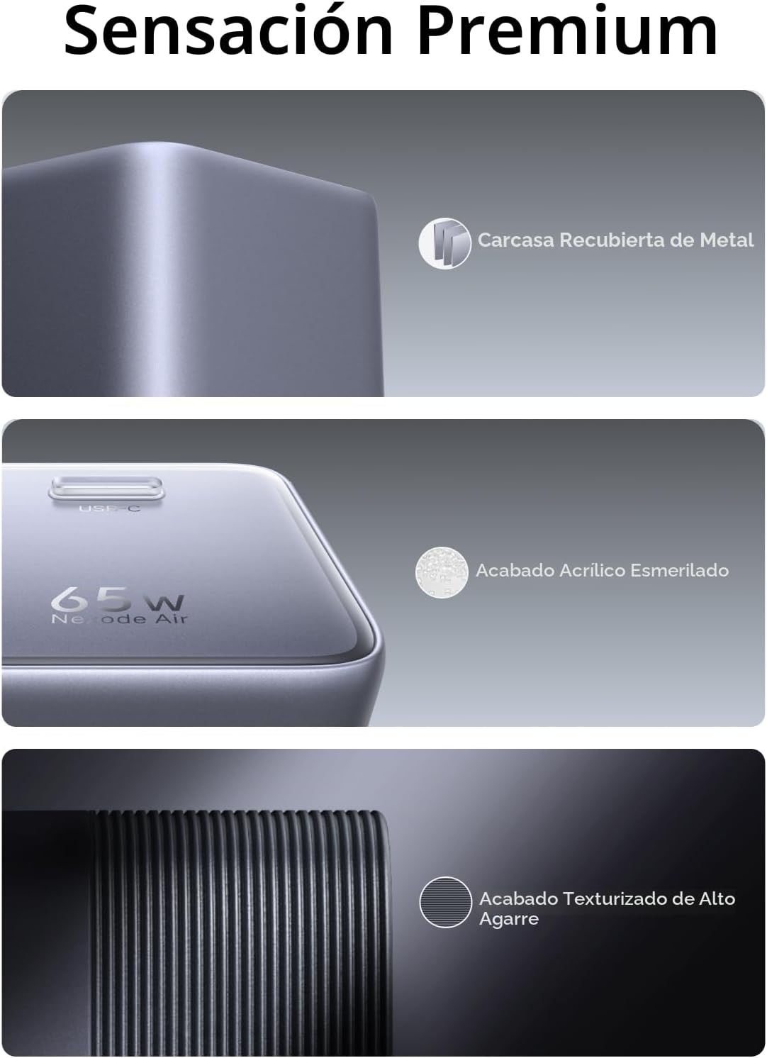 Cargador UGREEN Nexode Air GaN de 65W USB-C Plegable - Image 4