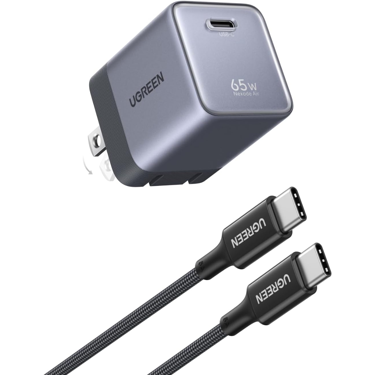 Cargador UGREEN Nexode Air GaN de 65W USB-C Plegable
