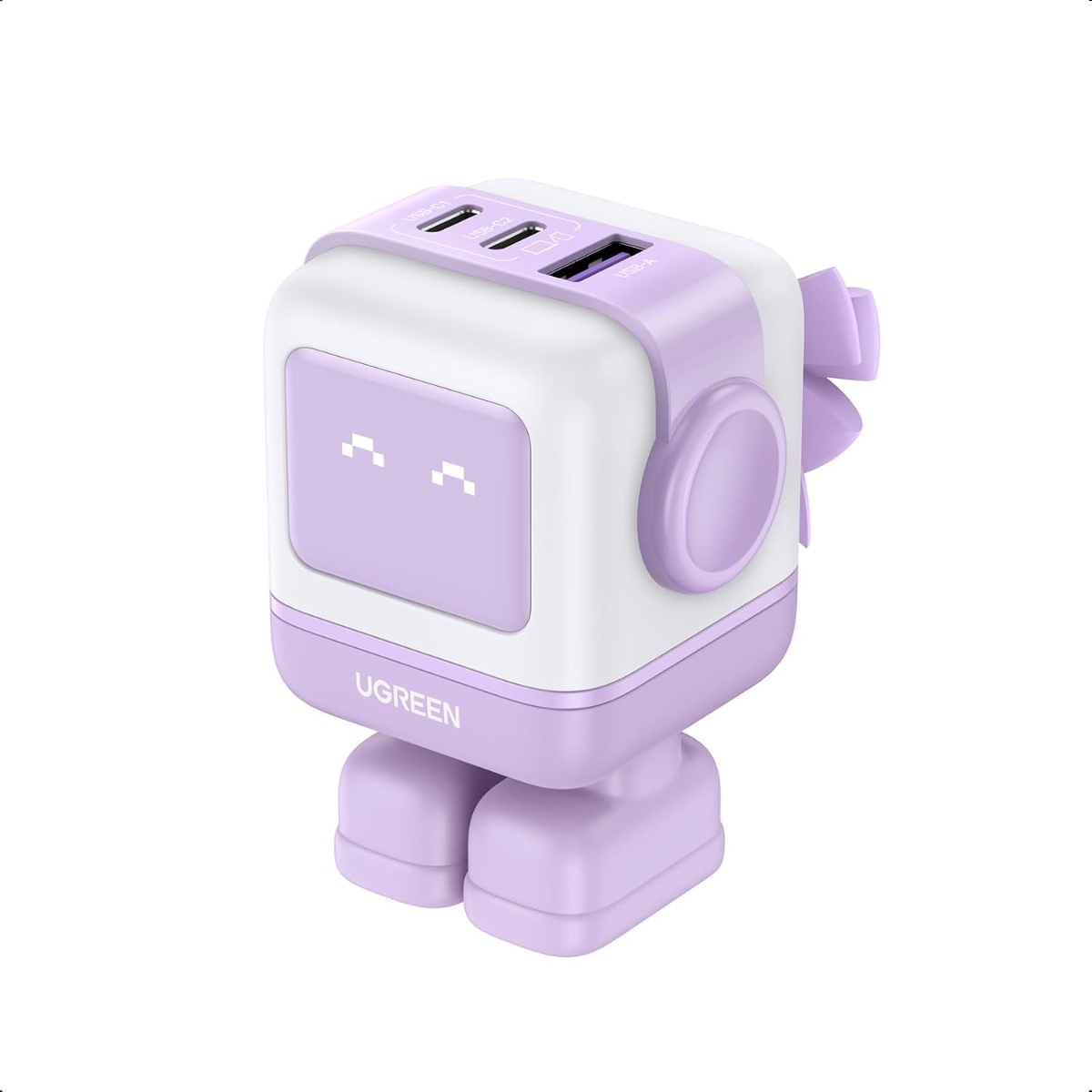 Cargador UGREEN Uno Robot GaN de 65W con 3 Puertos USB-C y USB-A